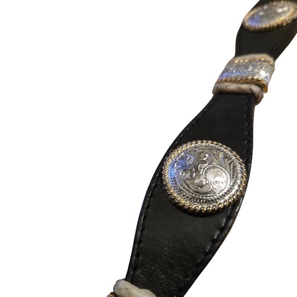 Women\'s Black Leather Western Concho Belt with Engraved Buckle main image 11